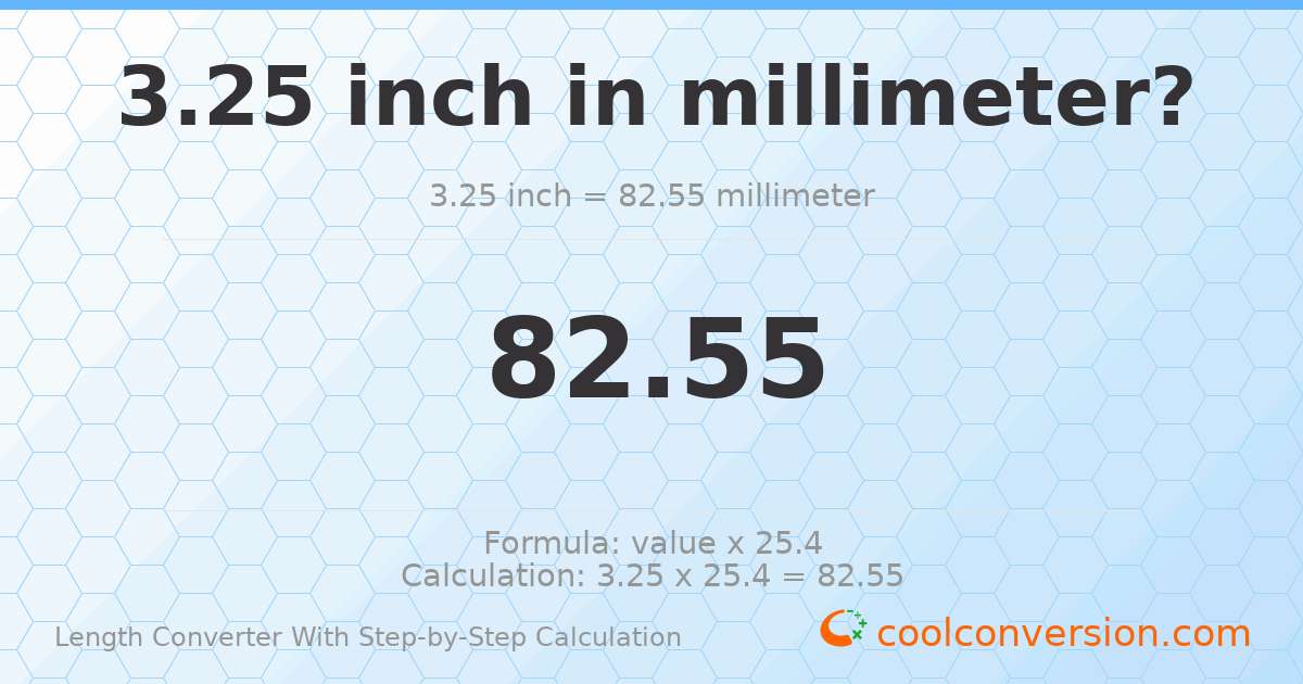3.25 inches = 82.55 millimeters