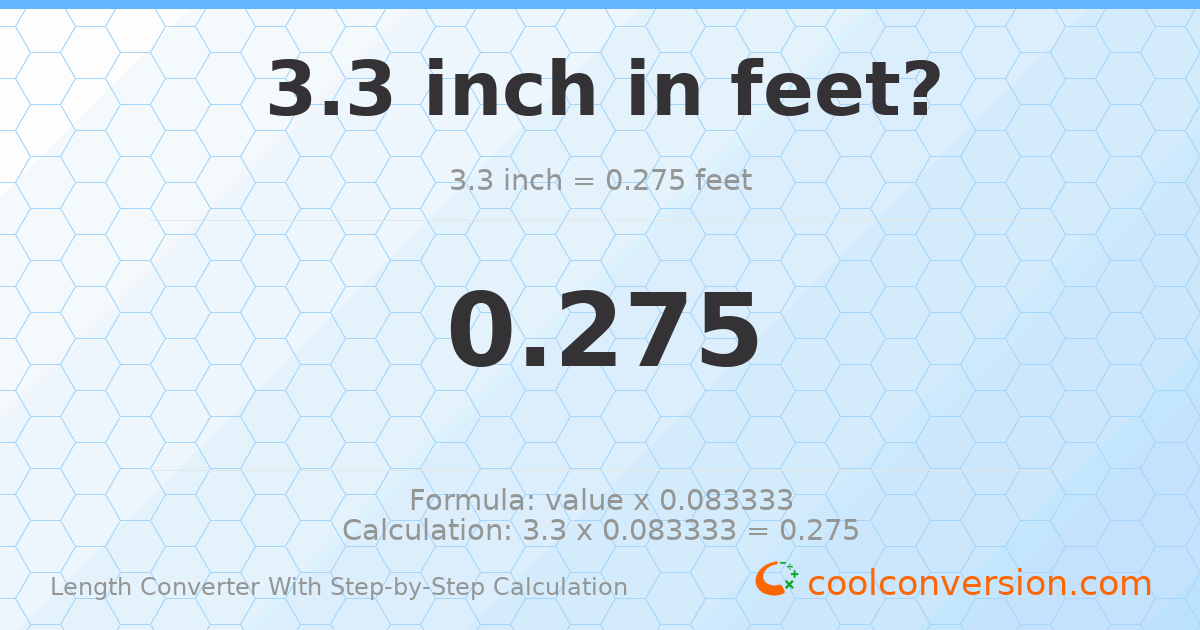 3.3 inches = 0.275 feet