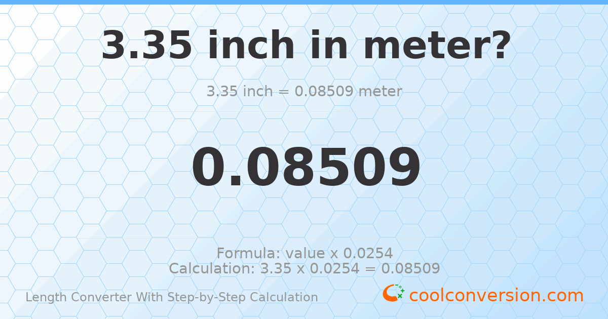 3.35 inches = 0.08509 meters