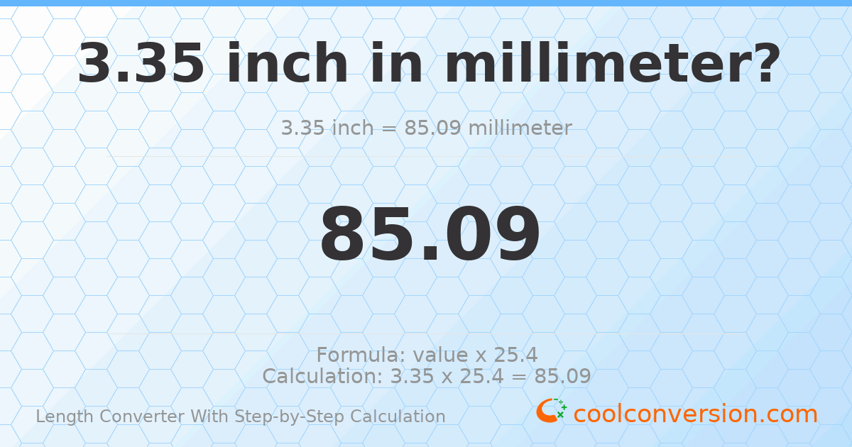 3.35 inches = 85.09 millimeters