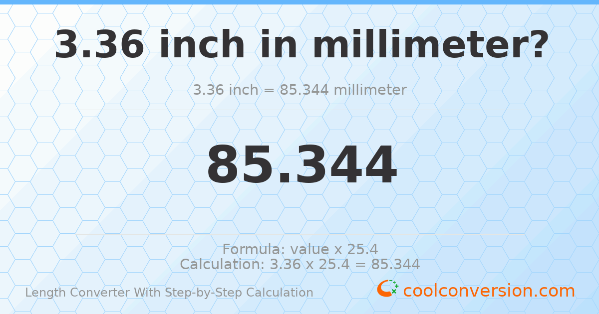 3.36 inches = 85.344 millimeters
