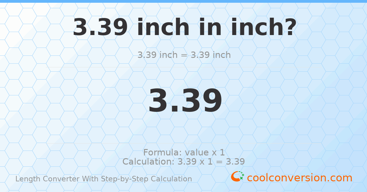 3.39 inches = 3.39 inches