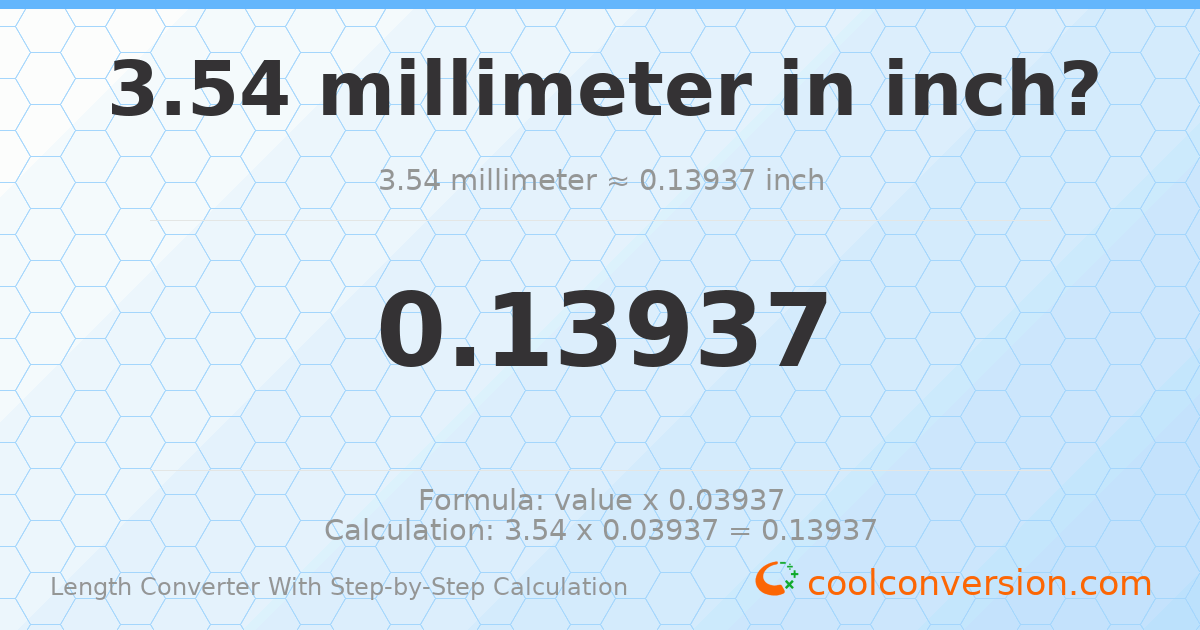 3.54 millimeters = 0.13937 inches