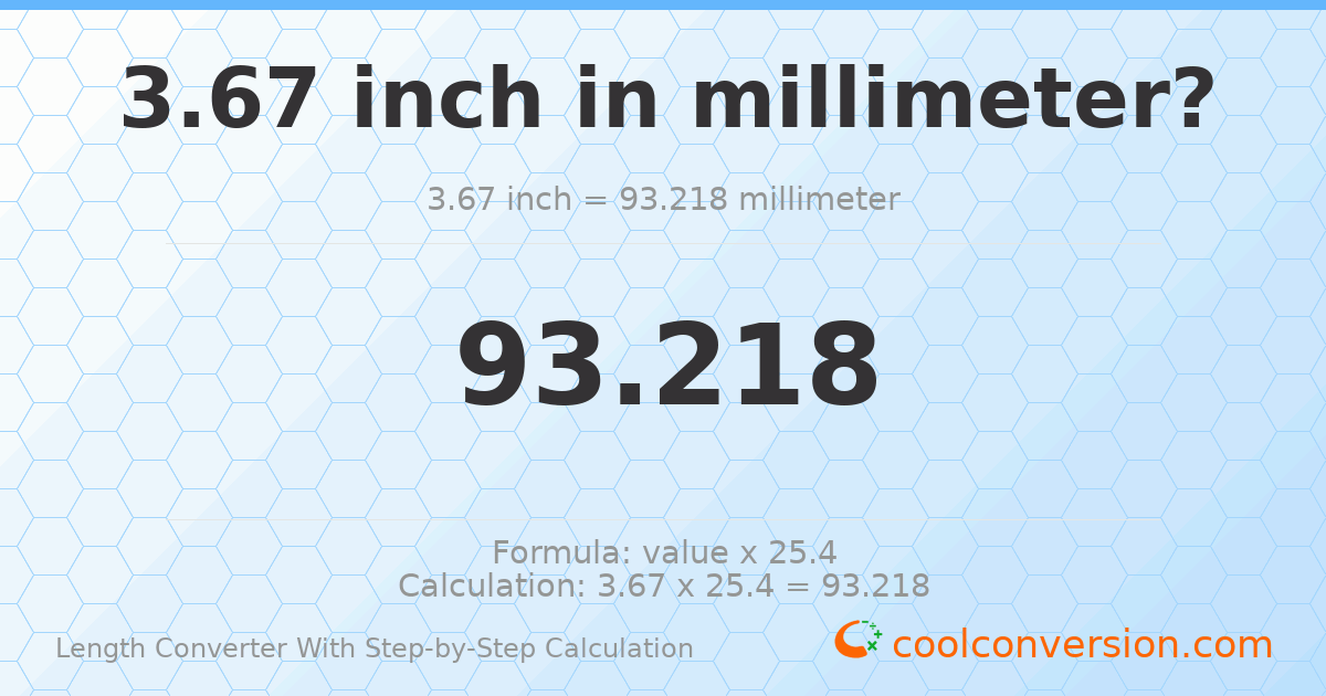 3.67 inches = 93.218 millimeters
