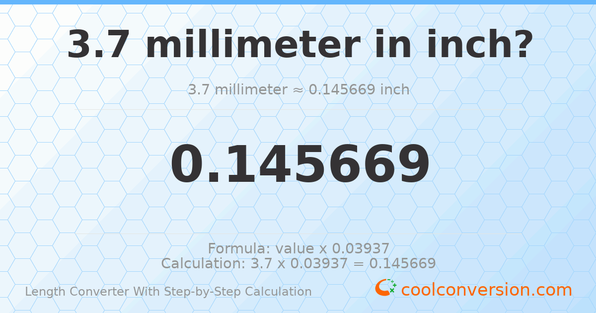 3.7 millimeters = 0.145669 inches