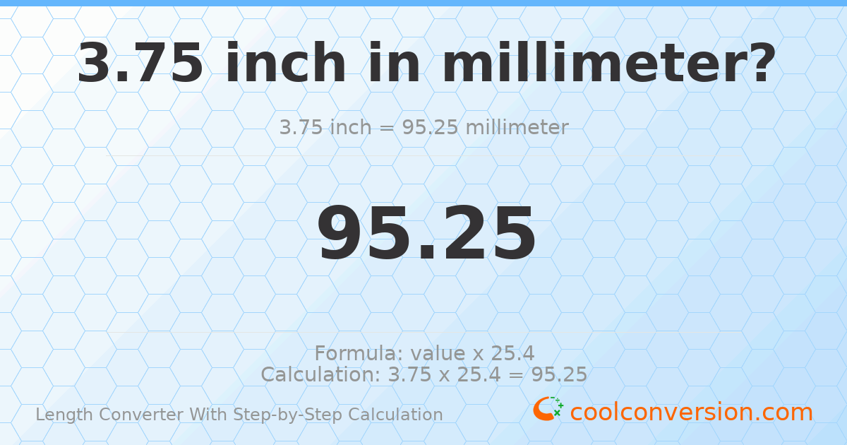 3.75 inches = 95.25 millimeters