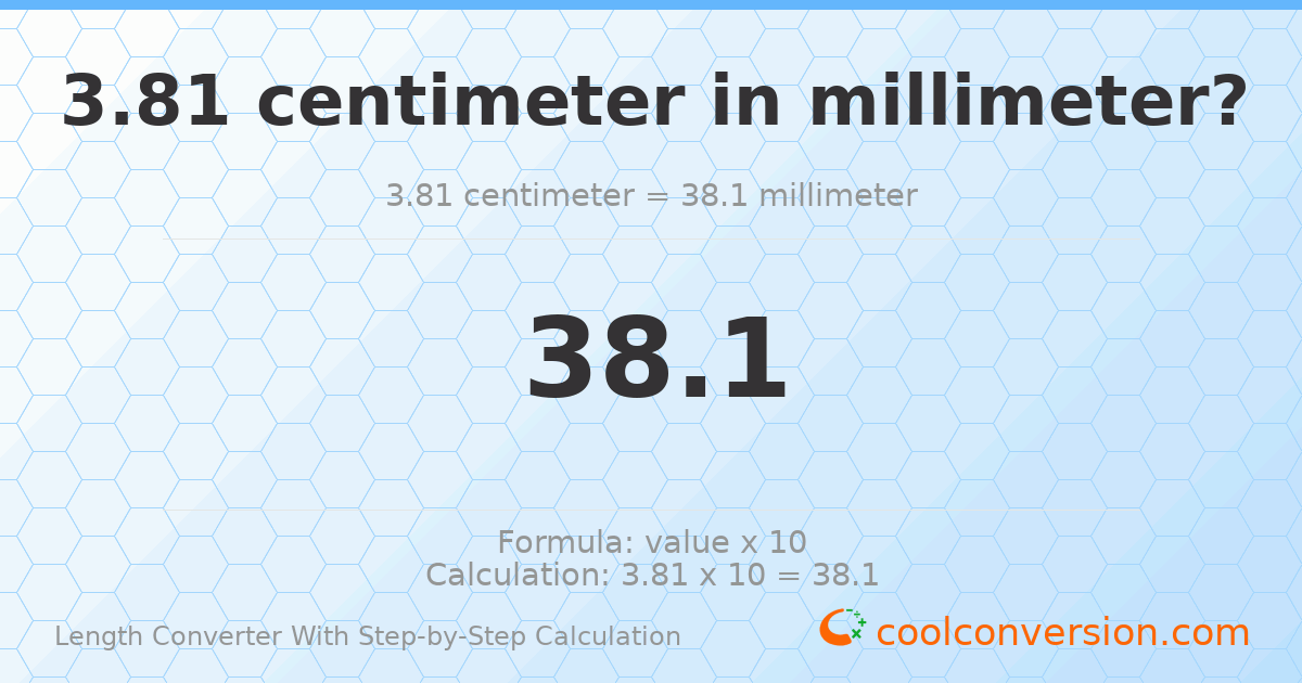 3.81 centimeters = 38.1 millimeters