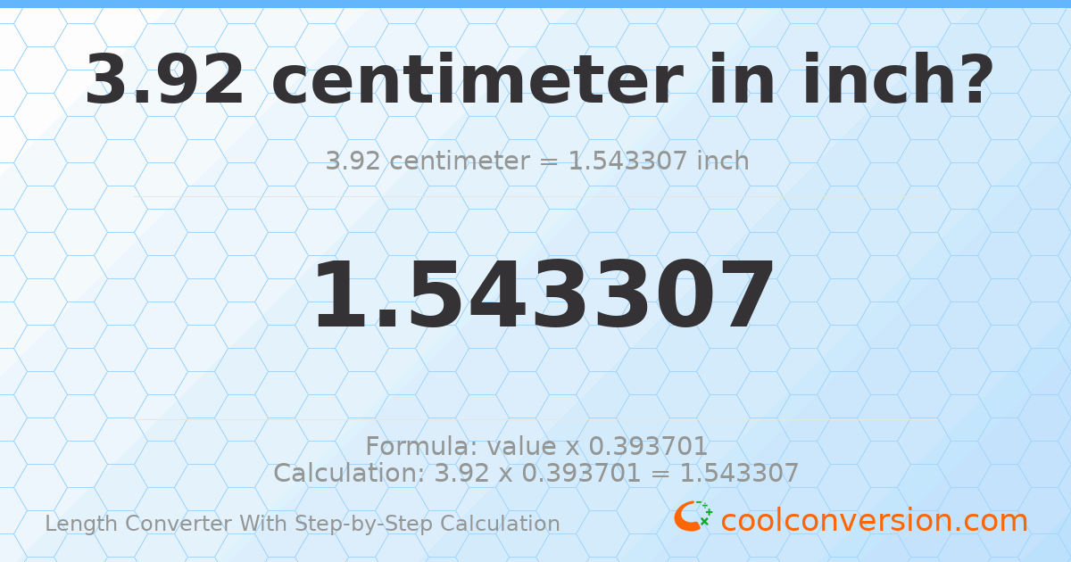 3.92 centimeters = 1.54331 inches