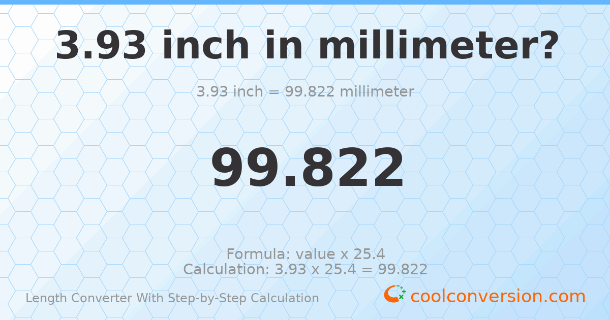 3.93 inches = 99.822 millimeters