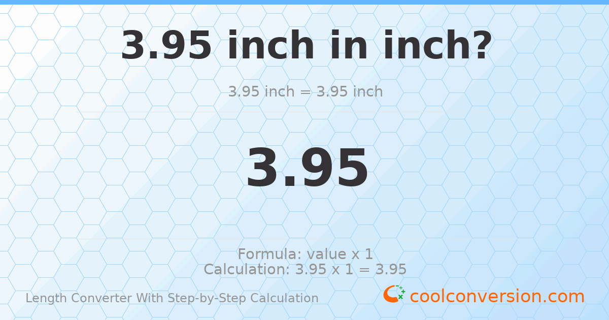 3.95 inches = 3.95 inches