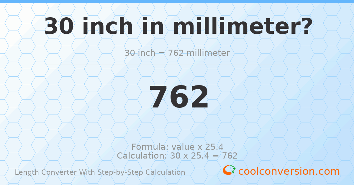 30 inches = 762 millimeters