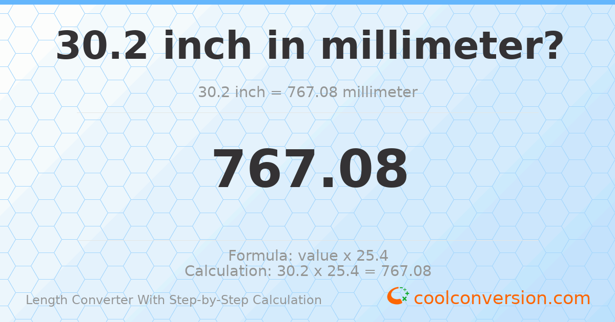 30.2 inches = 767.08 millimeters