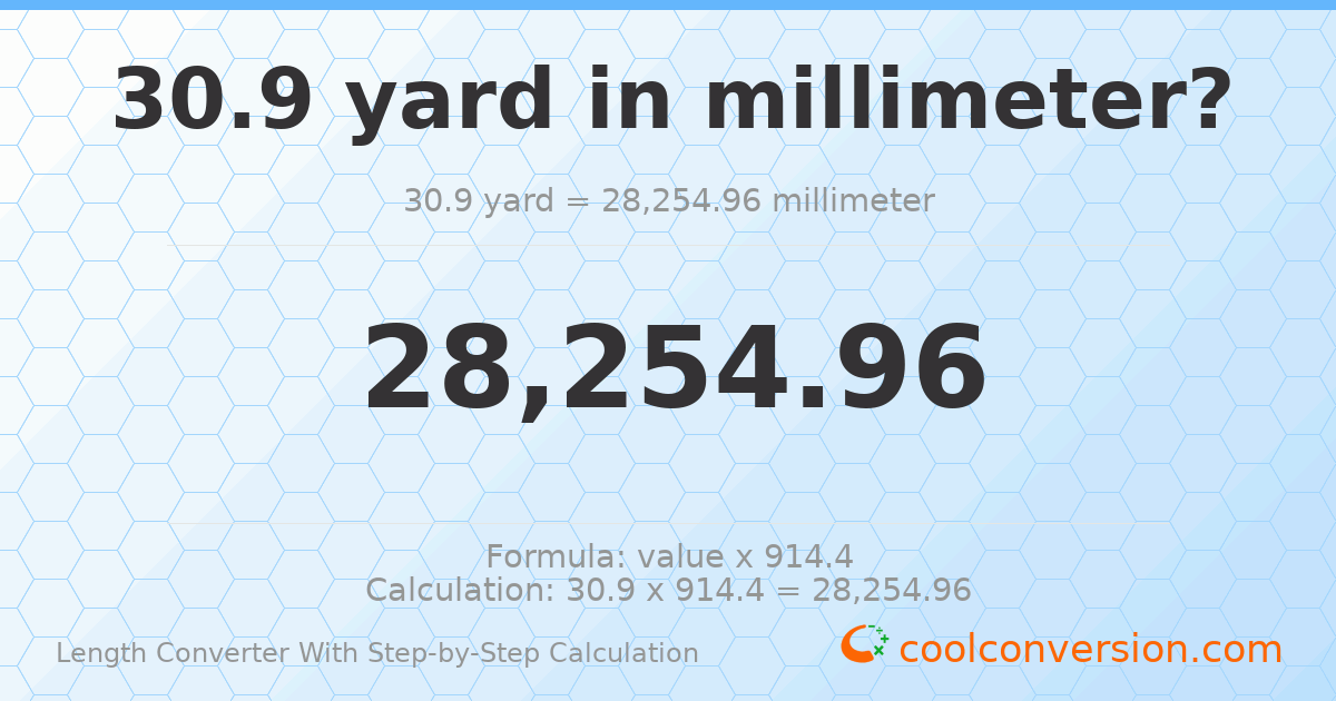 30.9 yards = 28255 millimeters