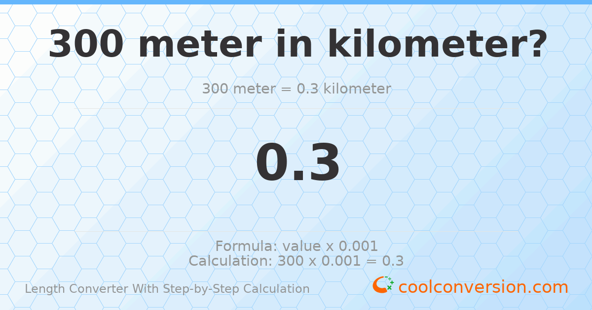 300 meters = 0.3 kilometers