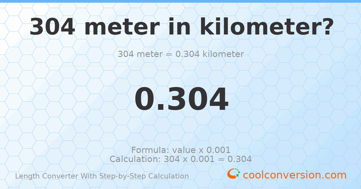 304 meters = 0.304 kilometers
