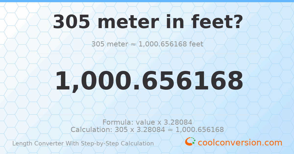 305 meters = 1000.66 feet