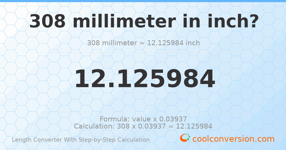 308 millimeters = 12.126 inches