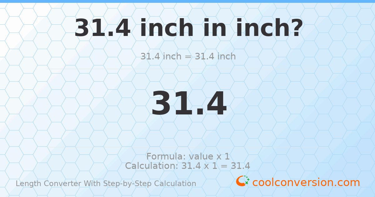 31.4 inches = 31.4 inches