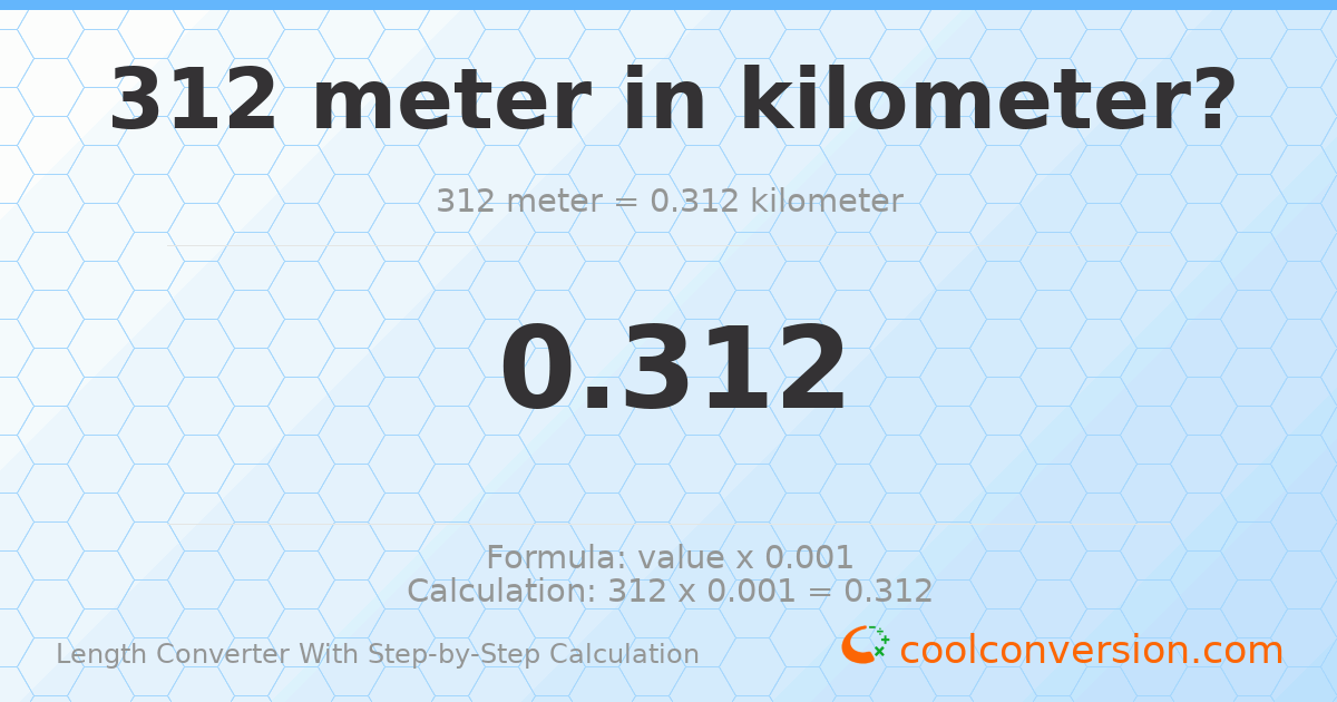 312 meters = 0.312 kilometers