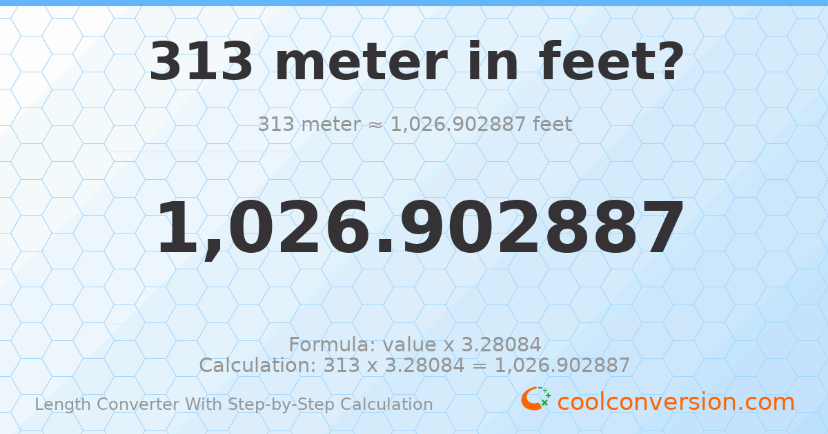 313 meters = 1026.9 feet