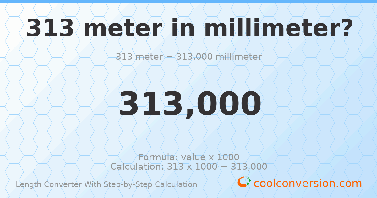 313 meters = 313000 millimeters
