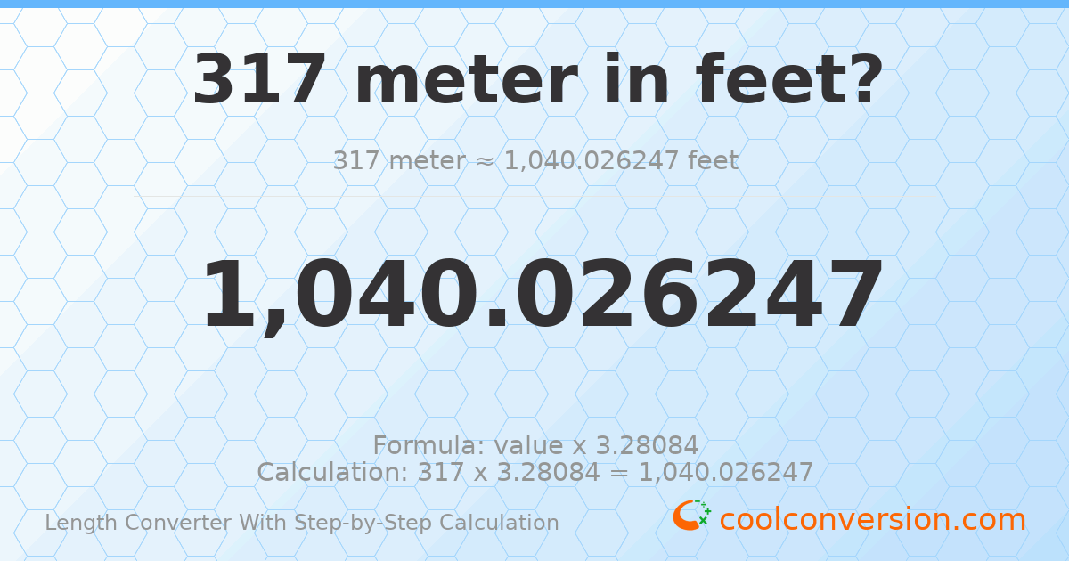 317 meters = 1040.03 feet