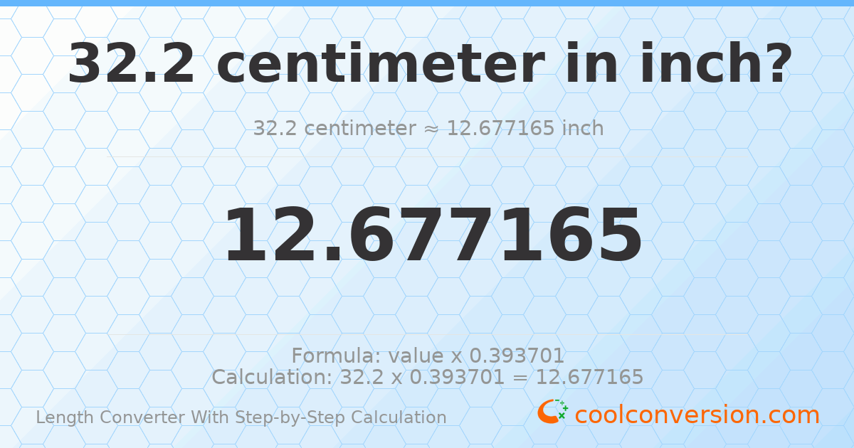 32.2 centimeters = 12.6772 inches
