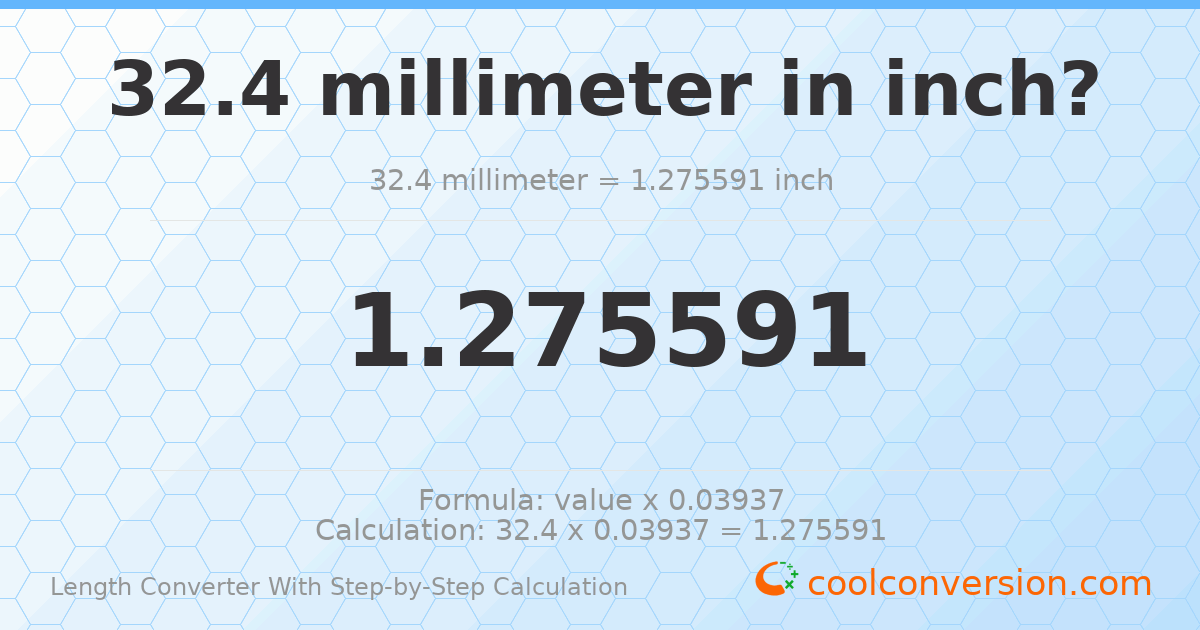 32.4 millimeters = 1.27559 inches
