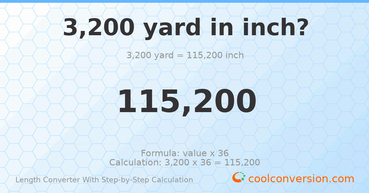 3200 yards = 115200 inches