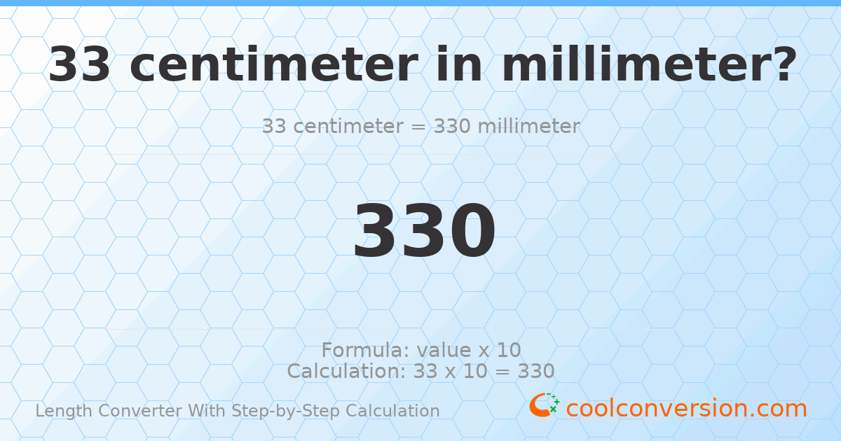33 centimeters = 330 millimeters