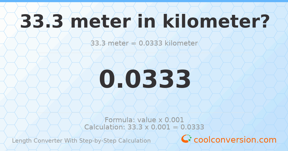 33.3 meters = 0.0333 kilometers
