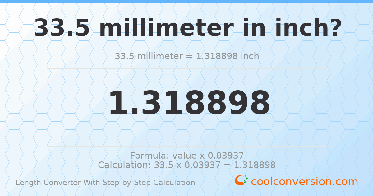 33.5 millimeters = 1.3189 inches