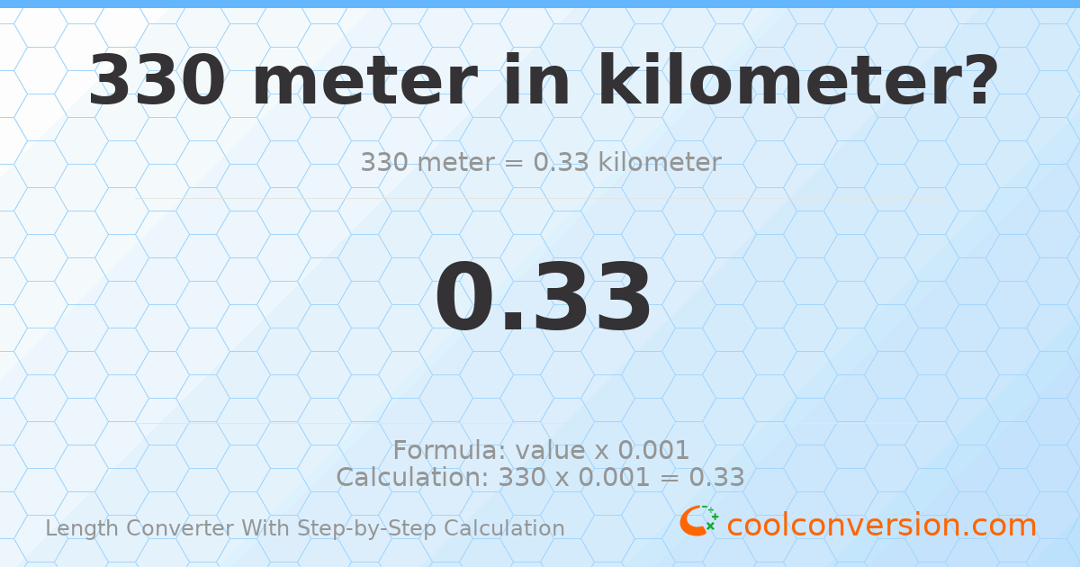330 meters = 0.33 kilometers