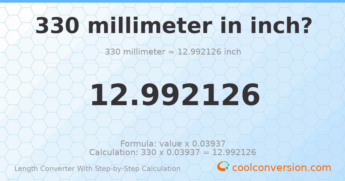 330 millimeters = 12.9921 inches