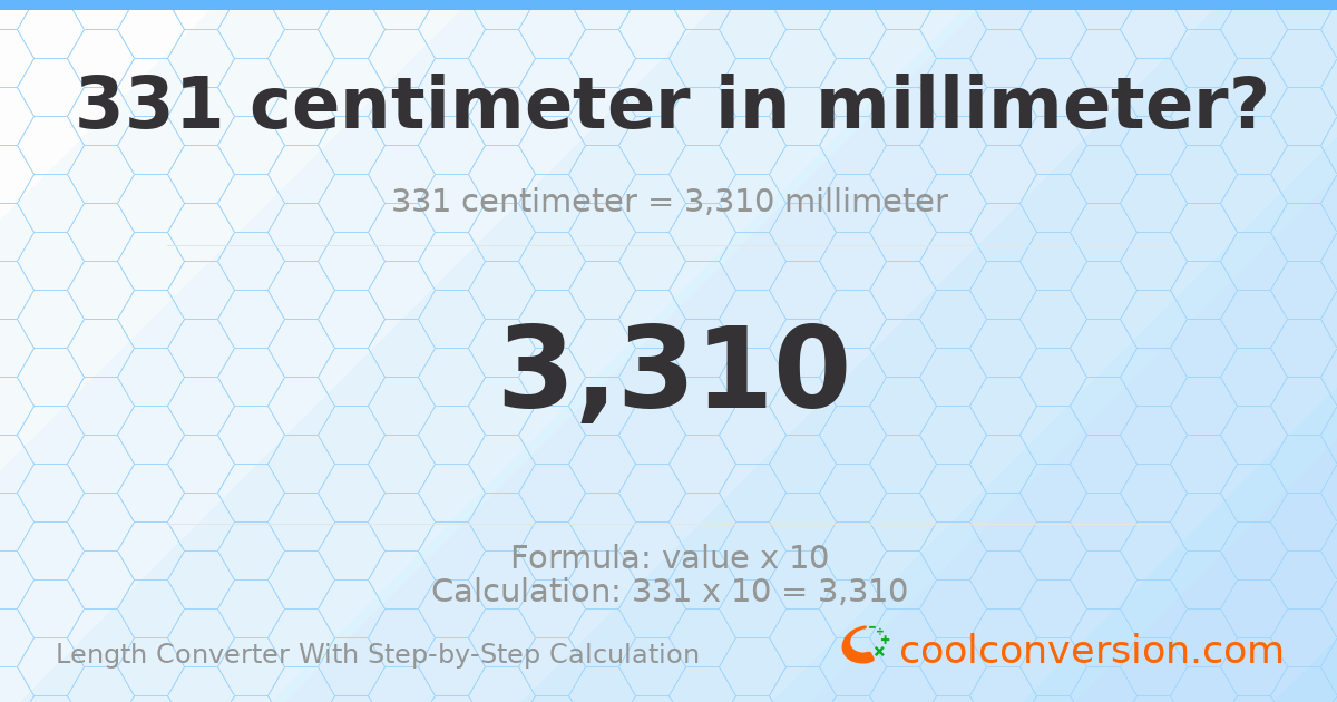 331 centimeters = 3310 millimeters