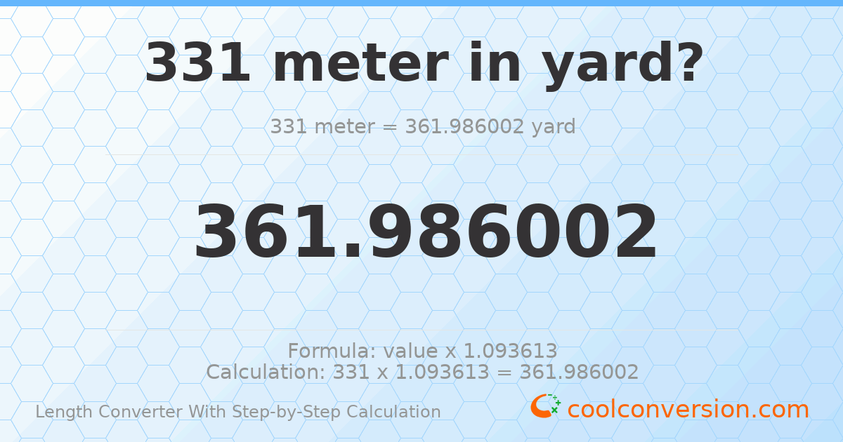 331 meters = 361.986 yards