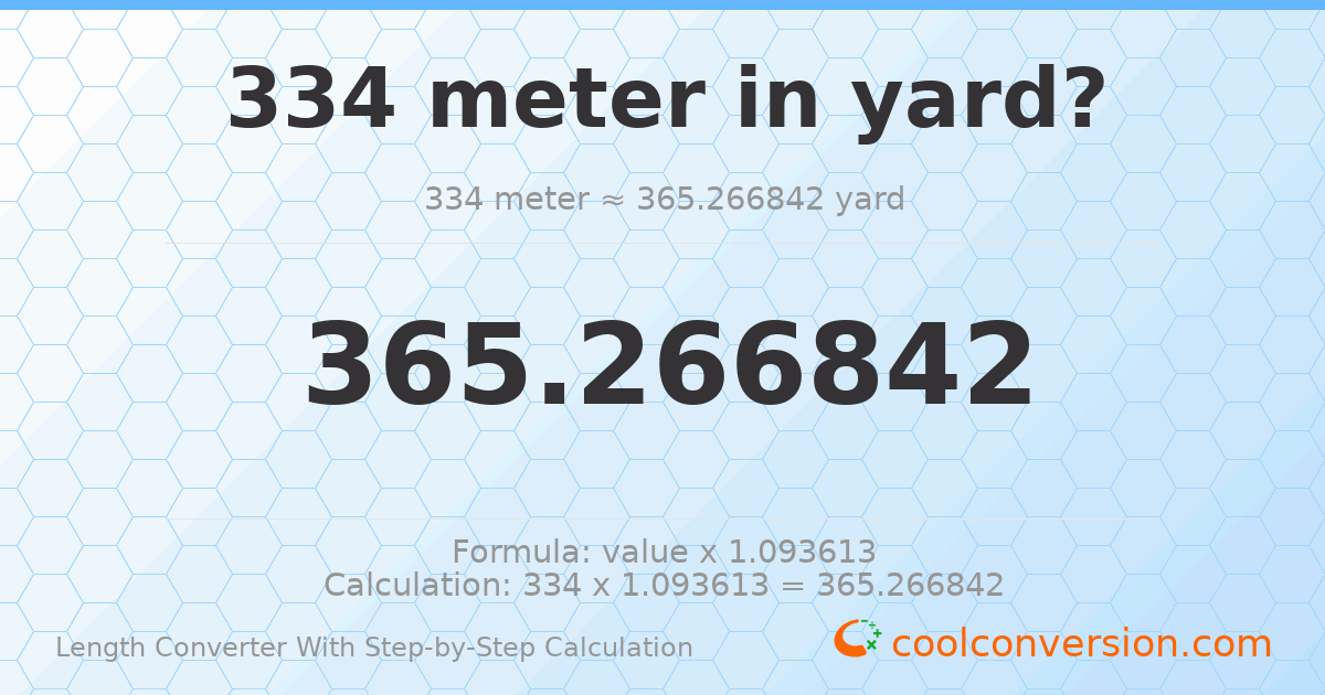 334 meters = 365.267 yards