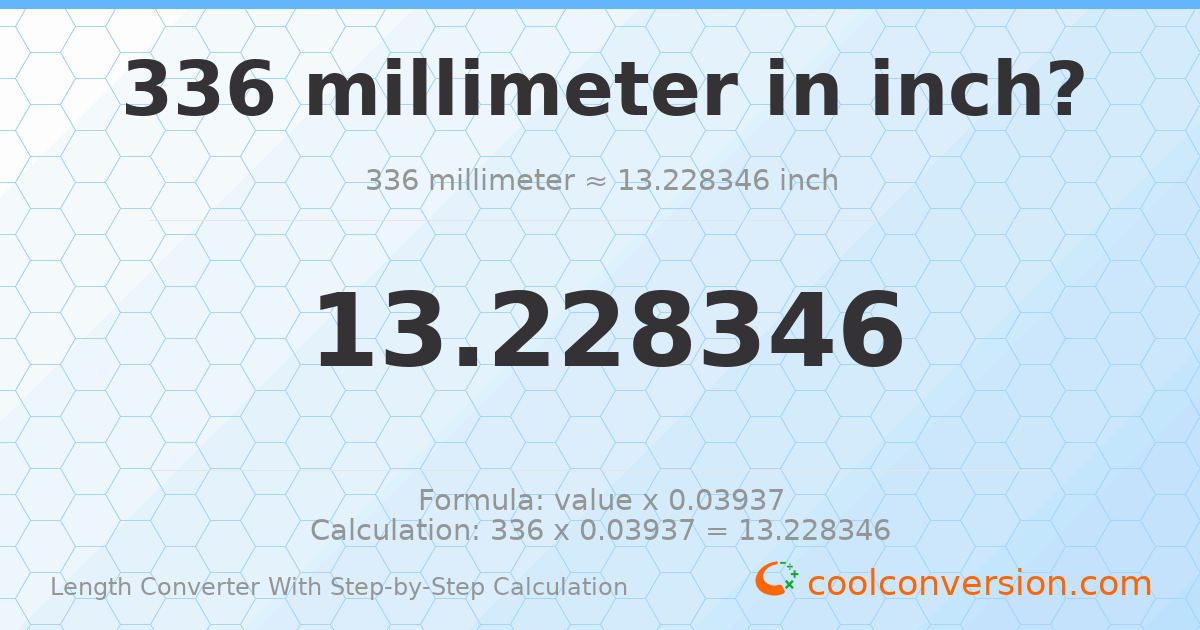 336 millimeters = 13.2283 inches