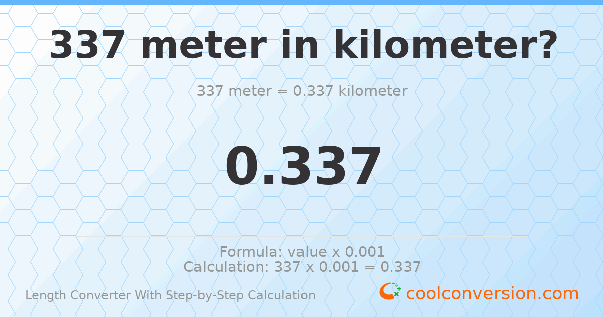 337 meters = 0.337 kilometers