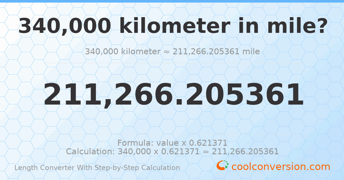 340000 kilometers = 211266 miles