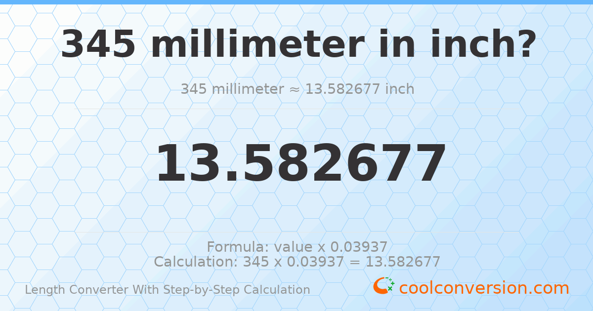 345 millimeters = 13.5827 inches