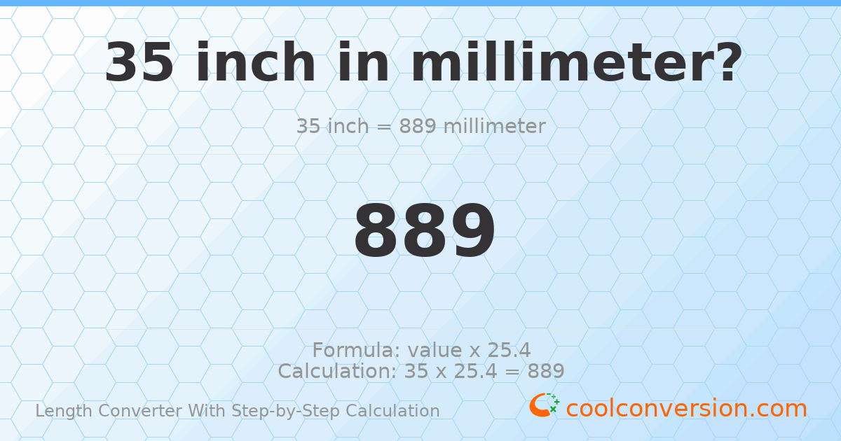 35 inches = 889 millimeters