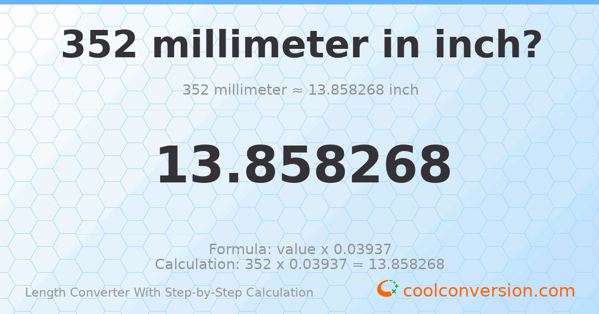 352 millimeters = 13.8583 inches