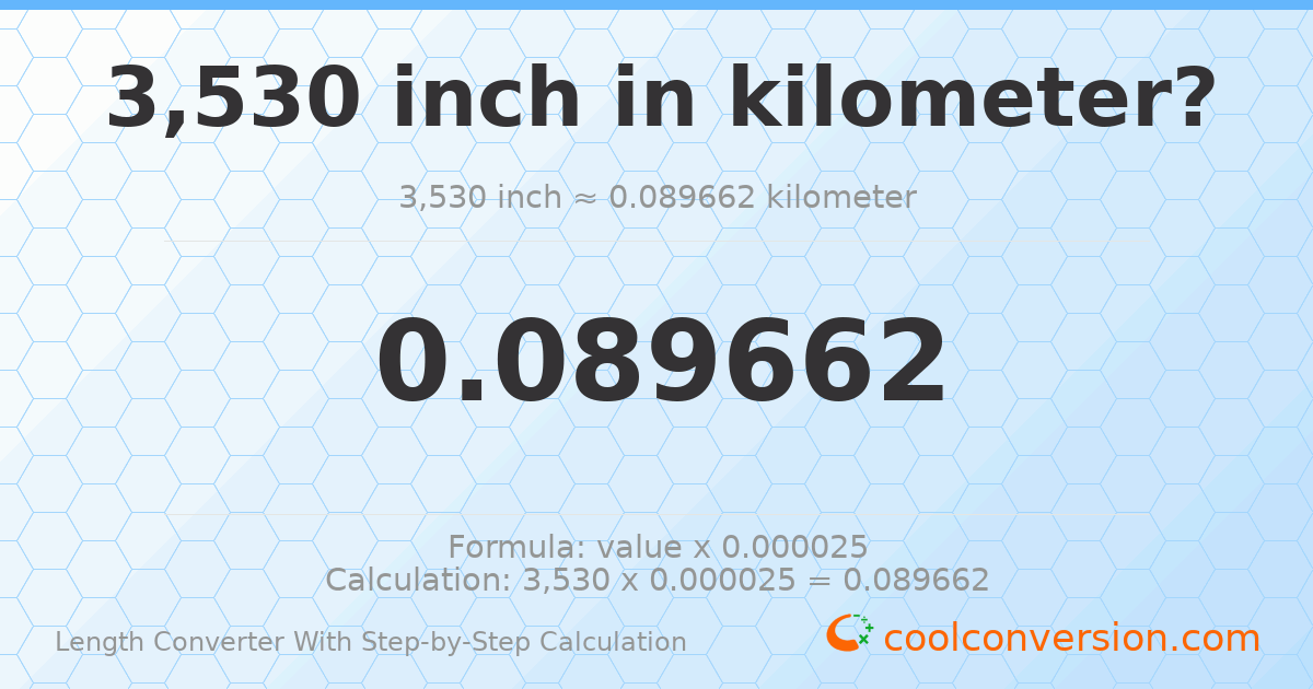3530 inches = 0.089662 kilometers