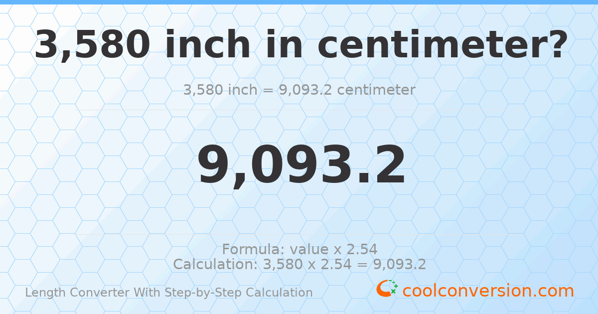 3580 inches = 9093.2 centimeters