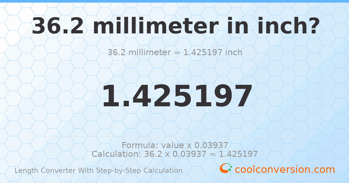 36.2 millimeters = 1.4252 inches