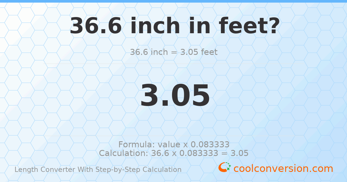 36.6 inches = 3.05 feet