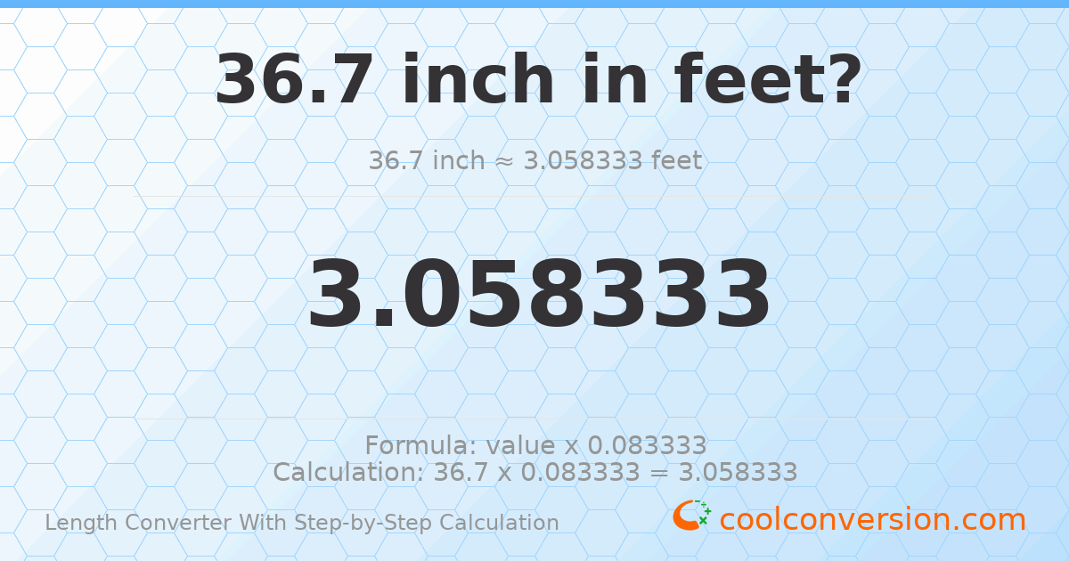 36.7 inches = 3.05833 feet