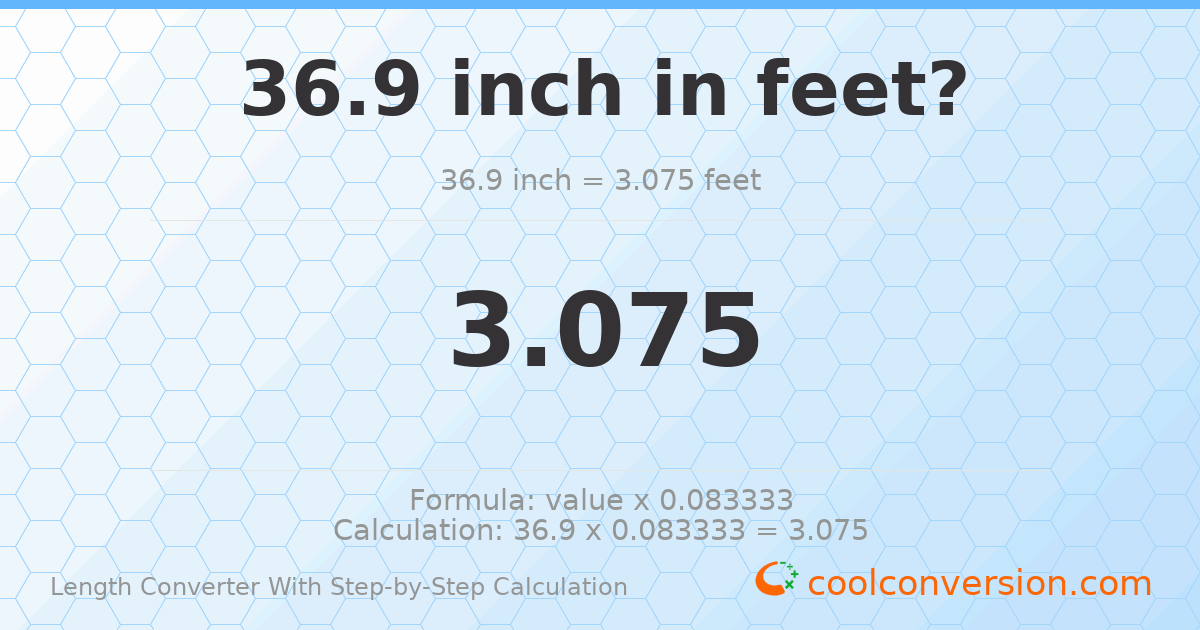 36.9 inches = 3.075 feet