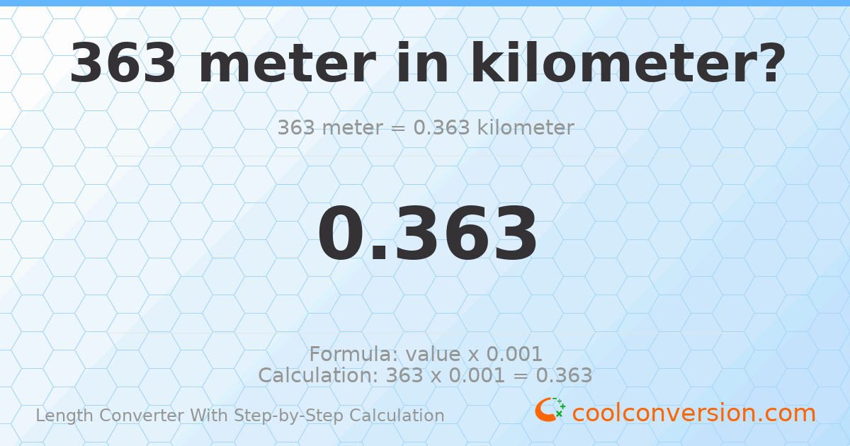 363 meters = 0.363 kilometers